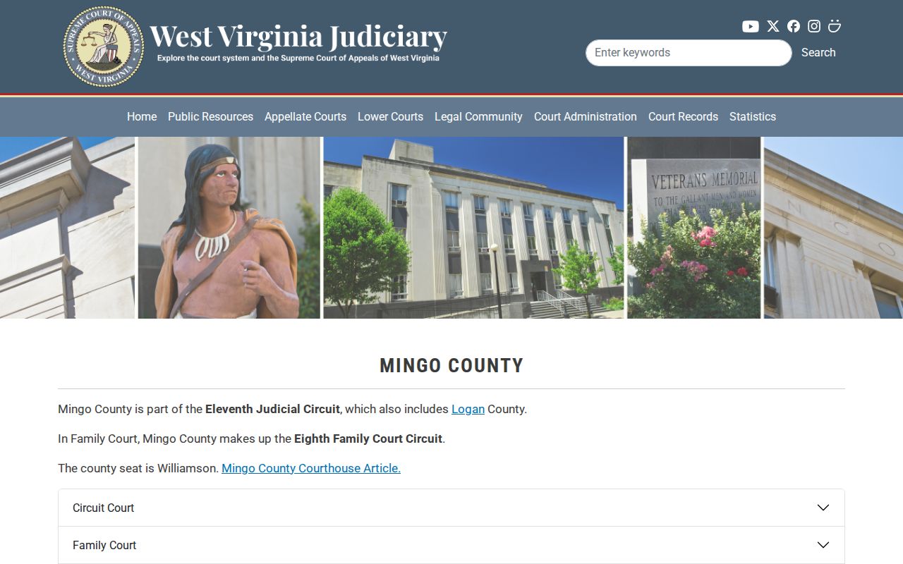 West Virginia Judiciary Mingo County court information page