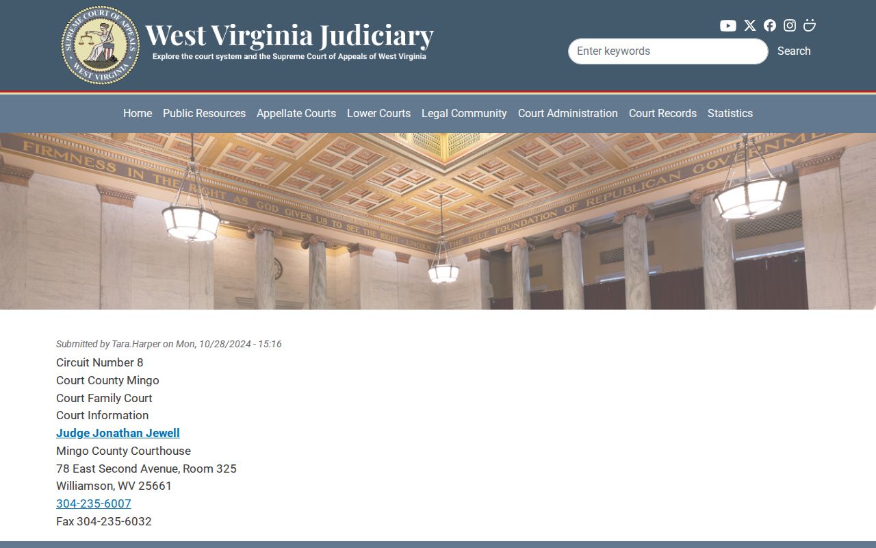 Mingo County court case records Family Court contact listing