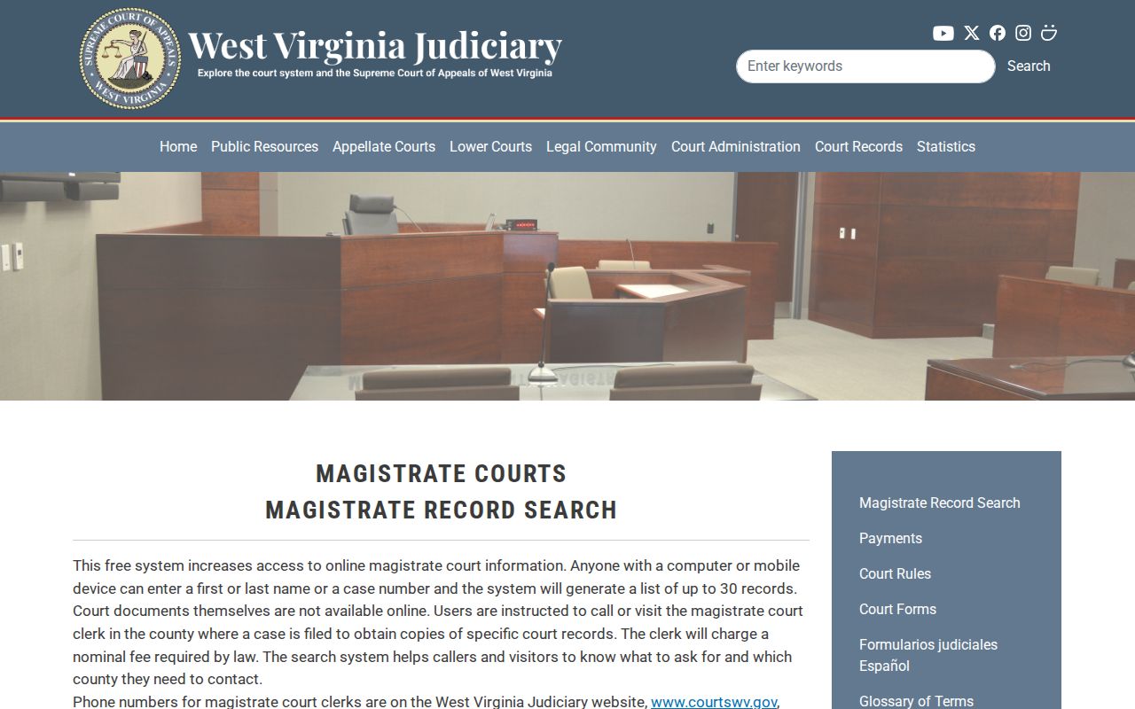 West Virginia Magistrate Record Search guide for Mingo County cases