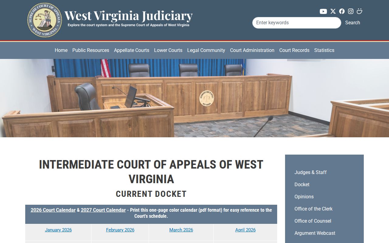 Intermediate Court of Appeals of West Virginia current docket page